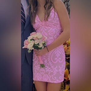 Elegant Pink Lace Dress